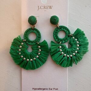 J. Crew Vibrant Green Fringe Earrings
